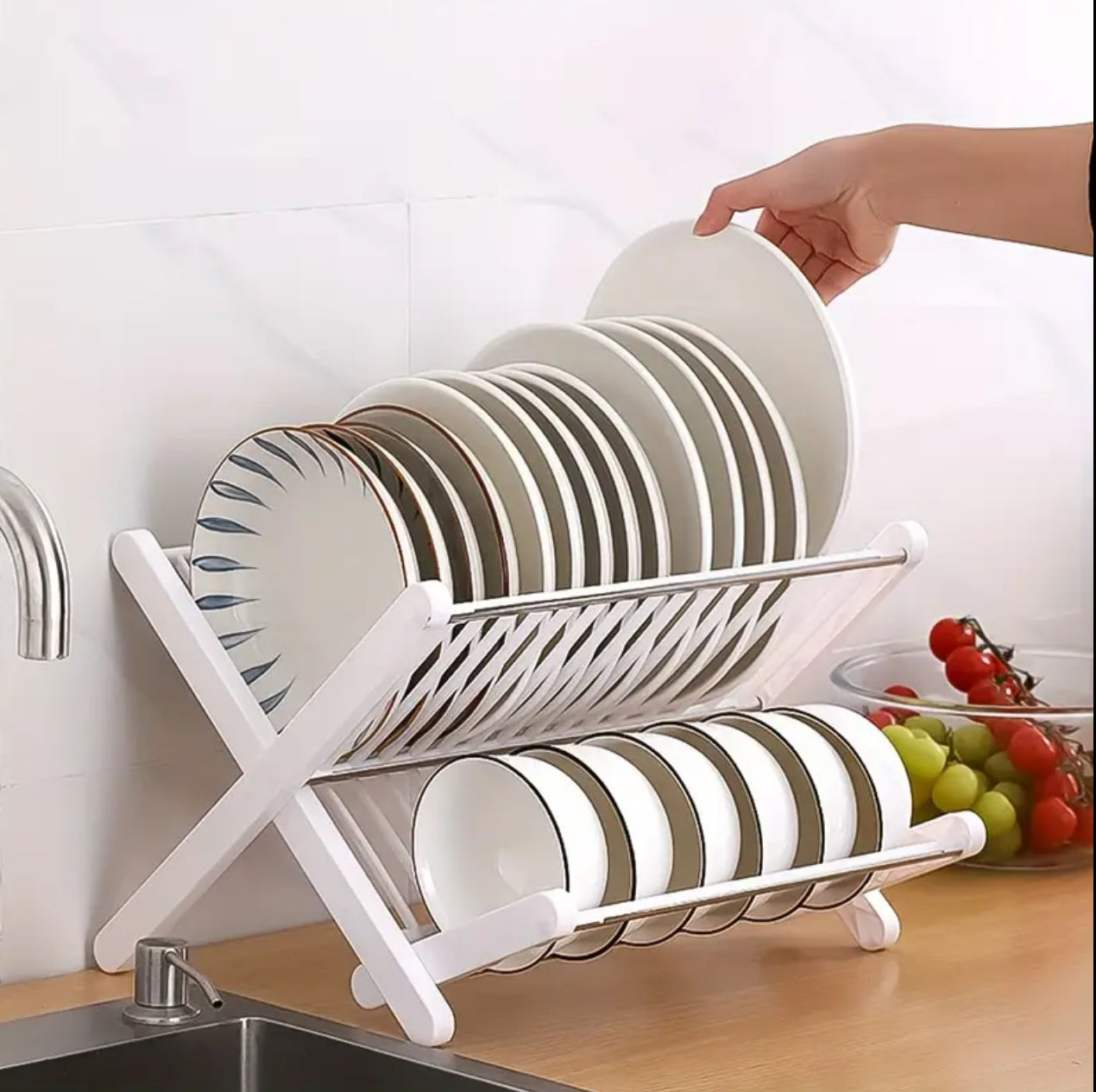 X Shape Foldable Dish Drainer Rack