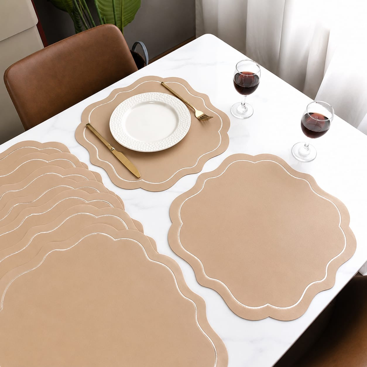 Modern Round faux leather PVC Table mats