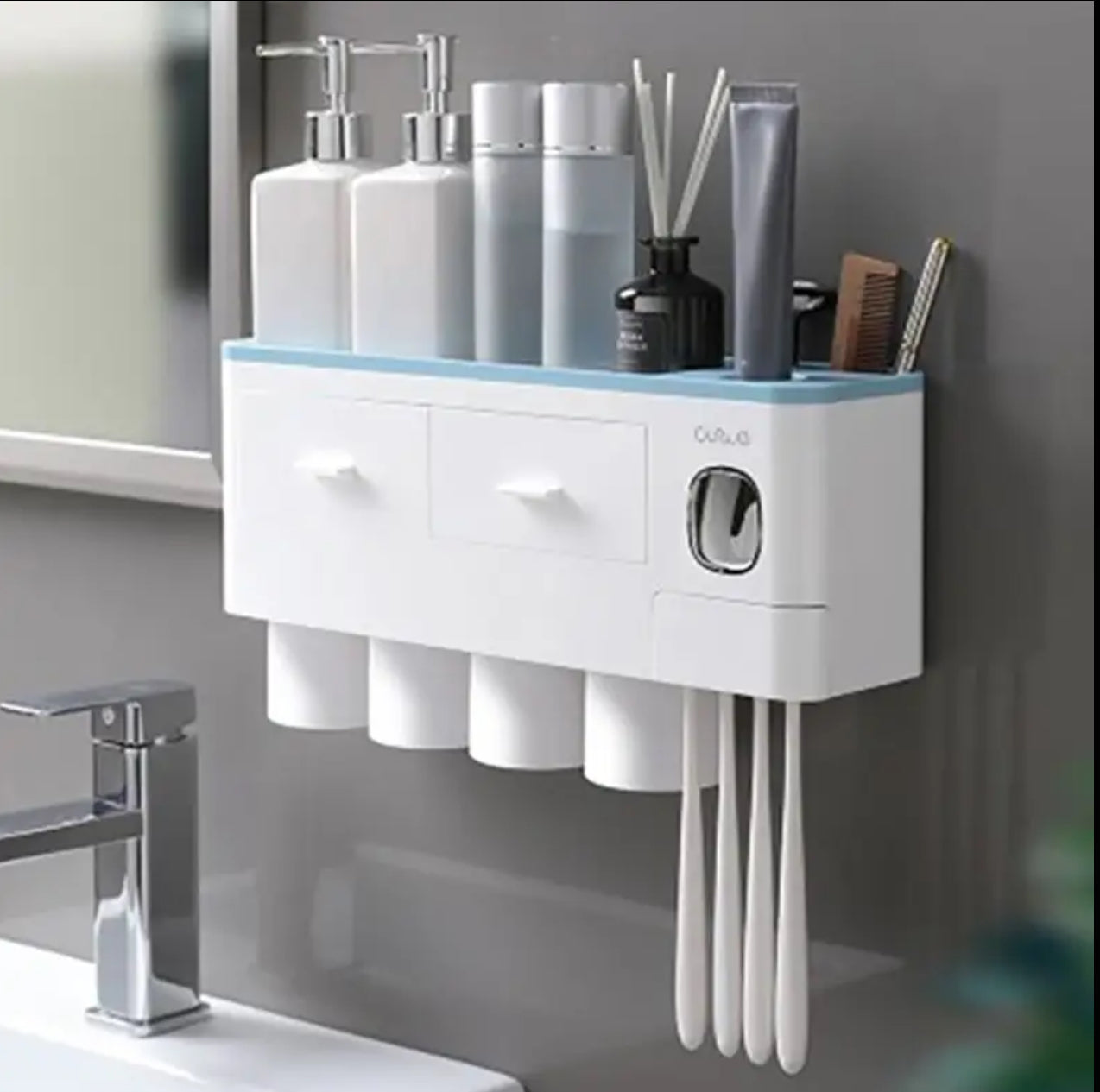 Automatic toothpaste Dispenser with 4 cups