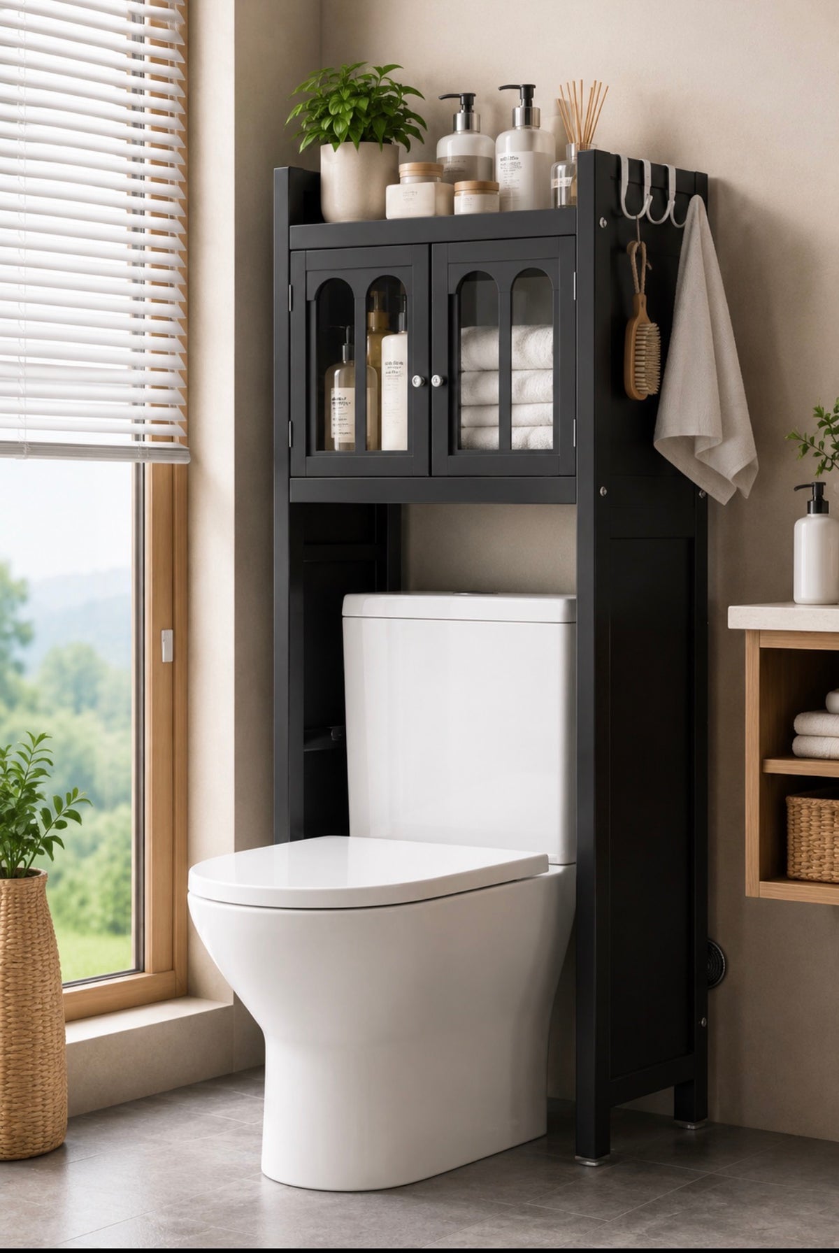Premium Over-The-Toilet Bathroom Storage Cabinet with dust proof locker