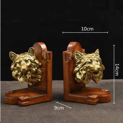 Gold wolf Resin Bookends decorations