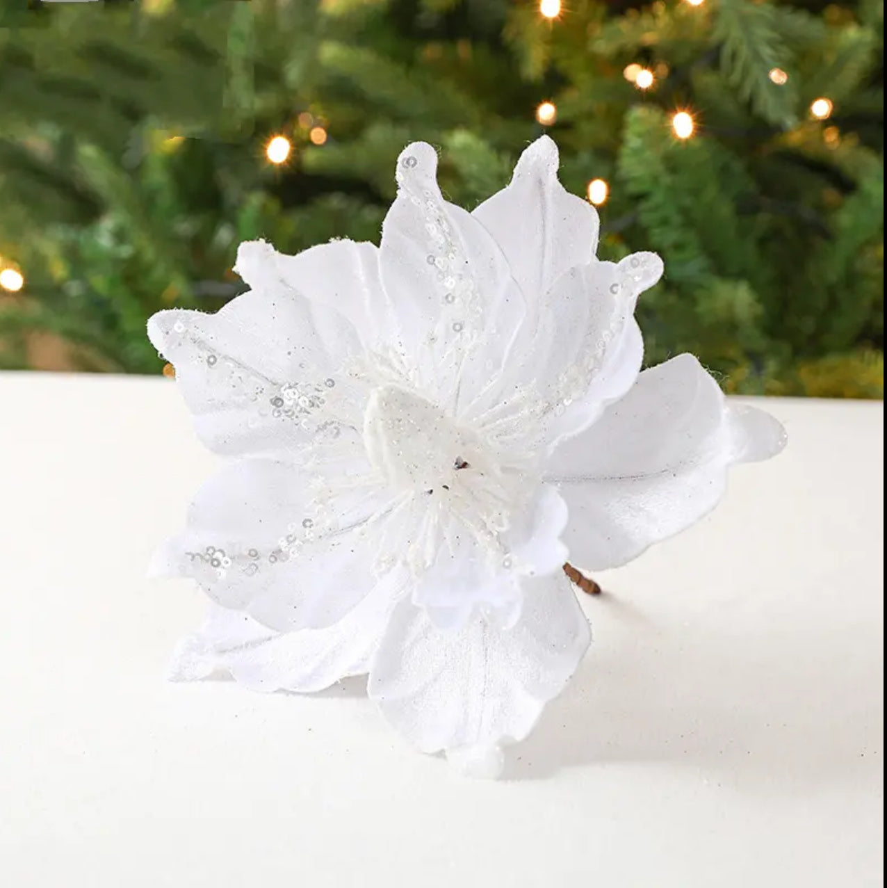 30cm Glitter Artificial Christmas Flowers