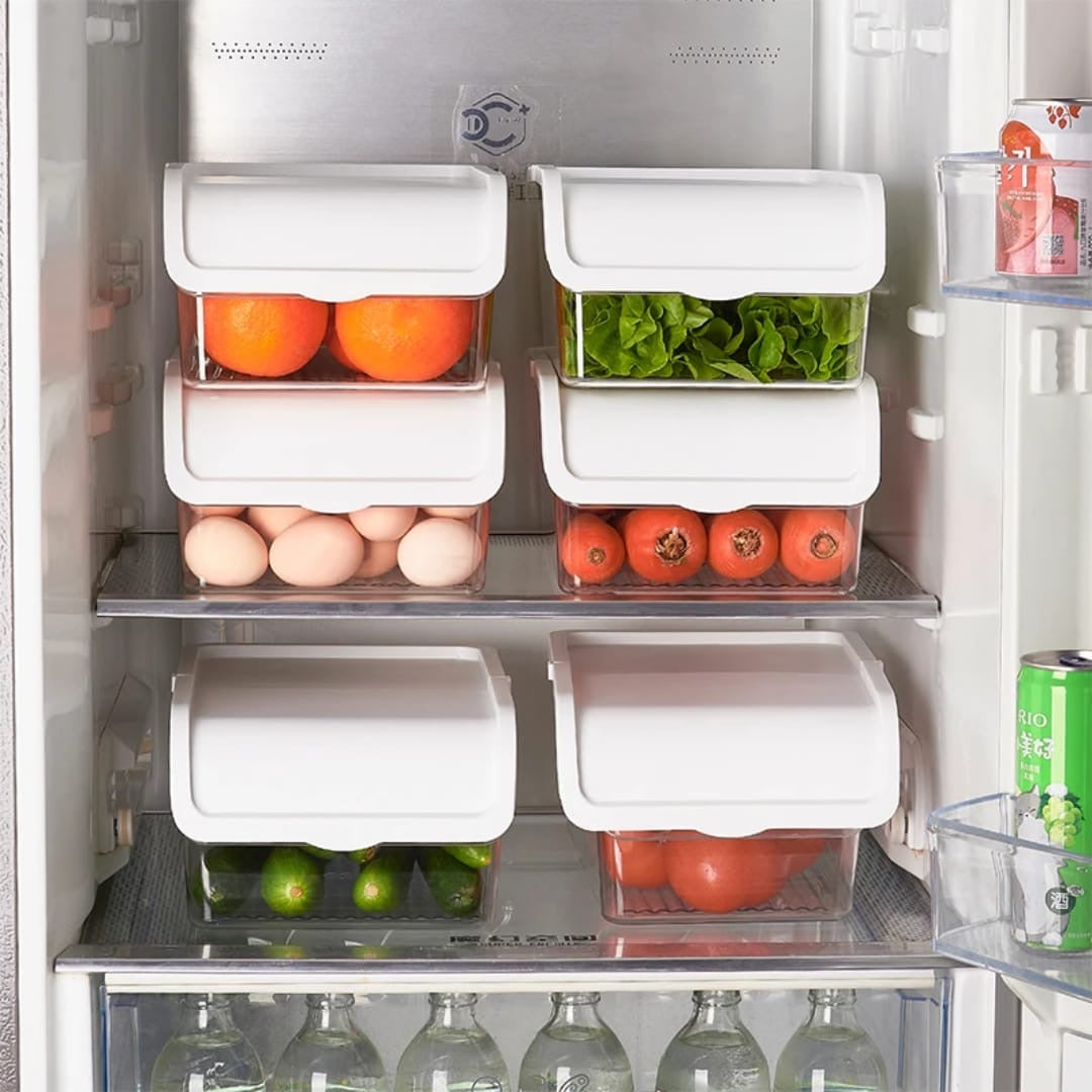 High quality big capacity acrylic fridge organizers with lid