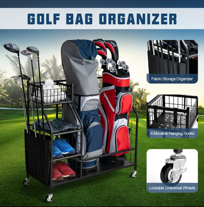 Golf Bag and Equipment Storage Organizer Rack