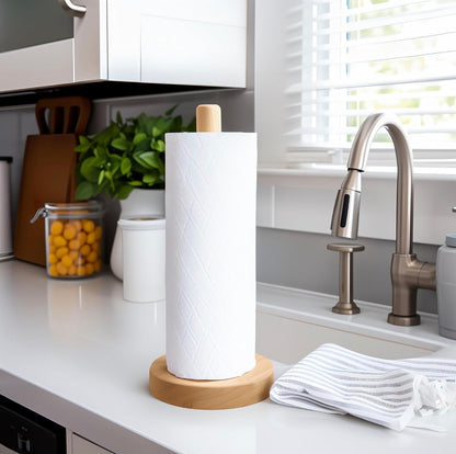 Wooden kitchen towel holder