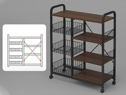 Multifunctional Strong metallic Kitchen rack with movable & lockable wheels