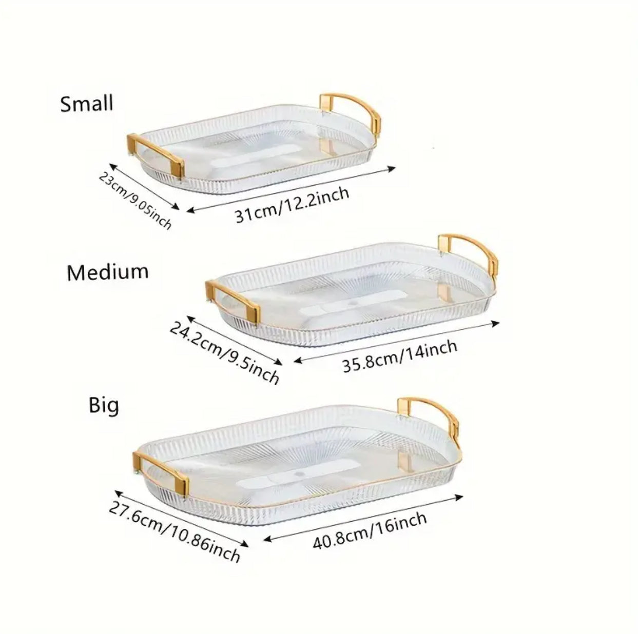 Acrylic trays with golden rim& handles