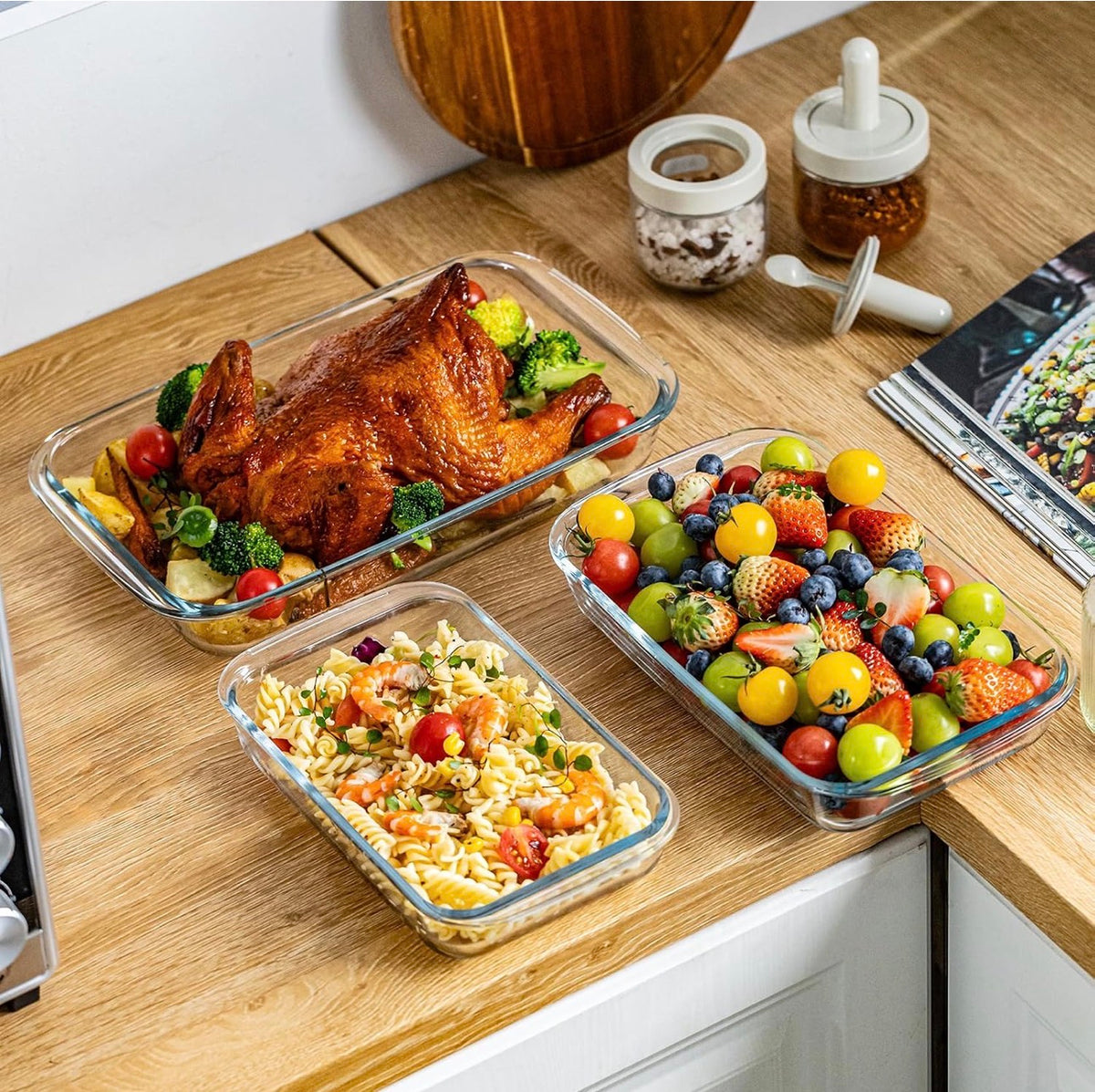 3pcs Glass Oven Baking Trays