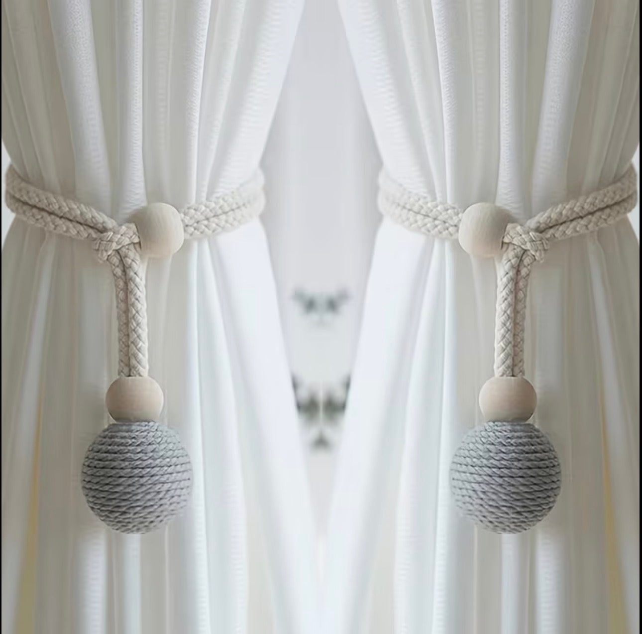Wood ball curtain tiebacks/ curtain holder