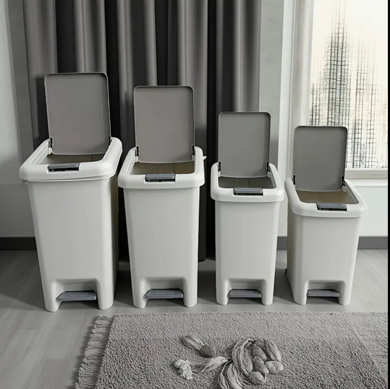 Pedal Dustbin with dual opening by foot press or hand press