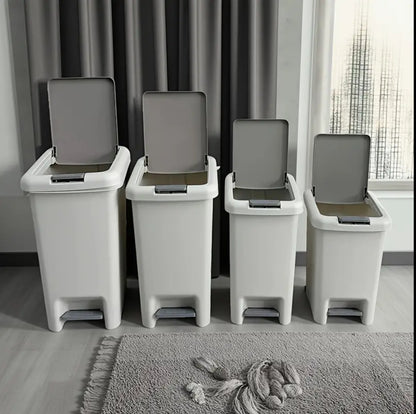 Pedal Dustbin with dual opening by foot press or hand press