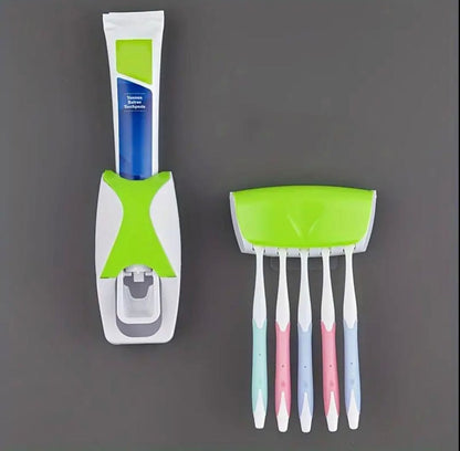 Toothpaste dispenser+5 pcs toothbrush holder