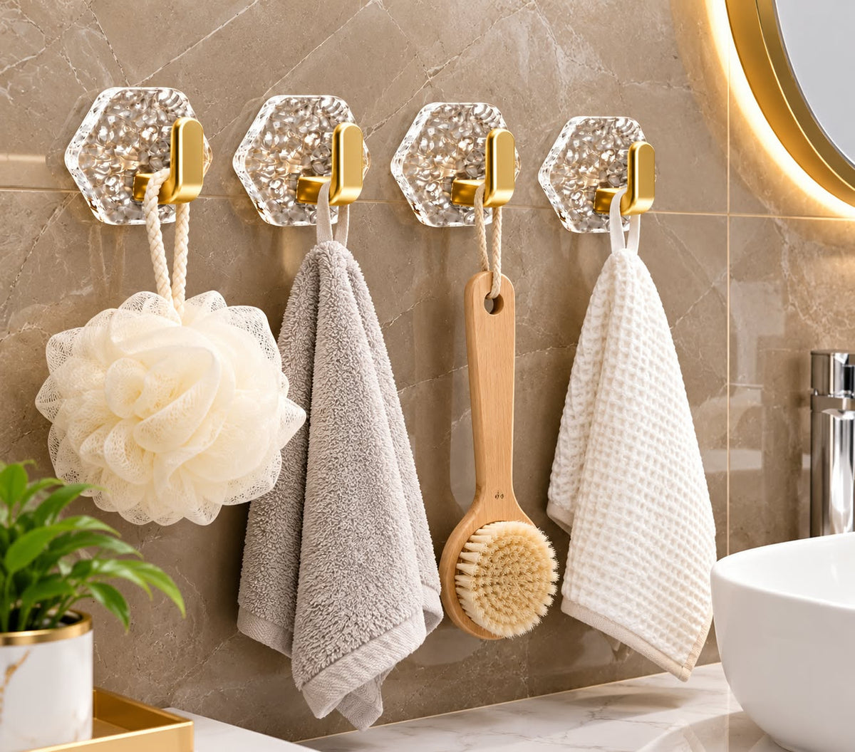 Acrylic wall mounted self adhesive hooks 4pcs