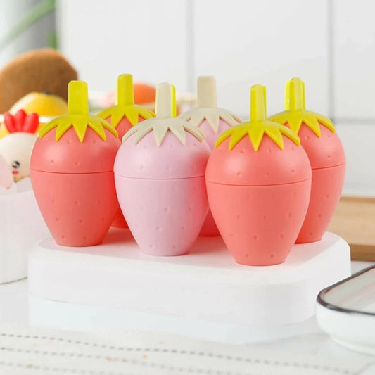 6 grids strawberry ice cream popsicles mold