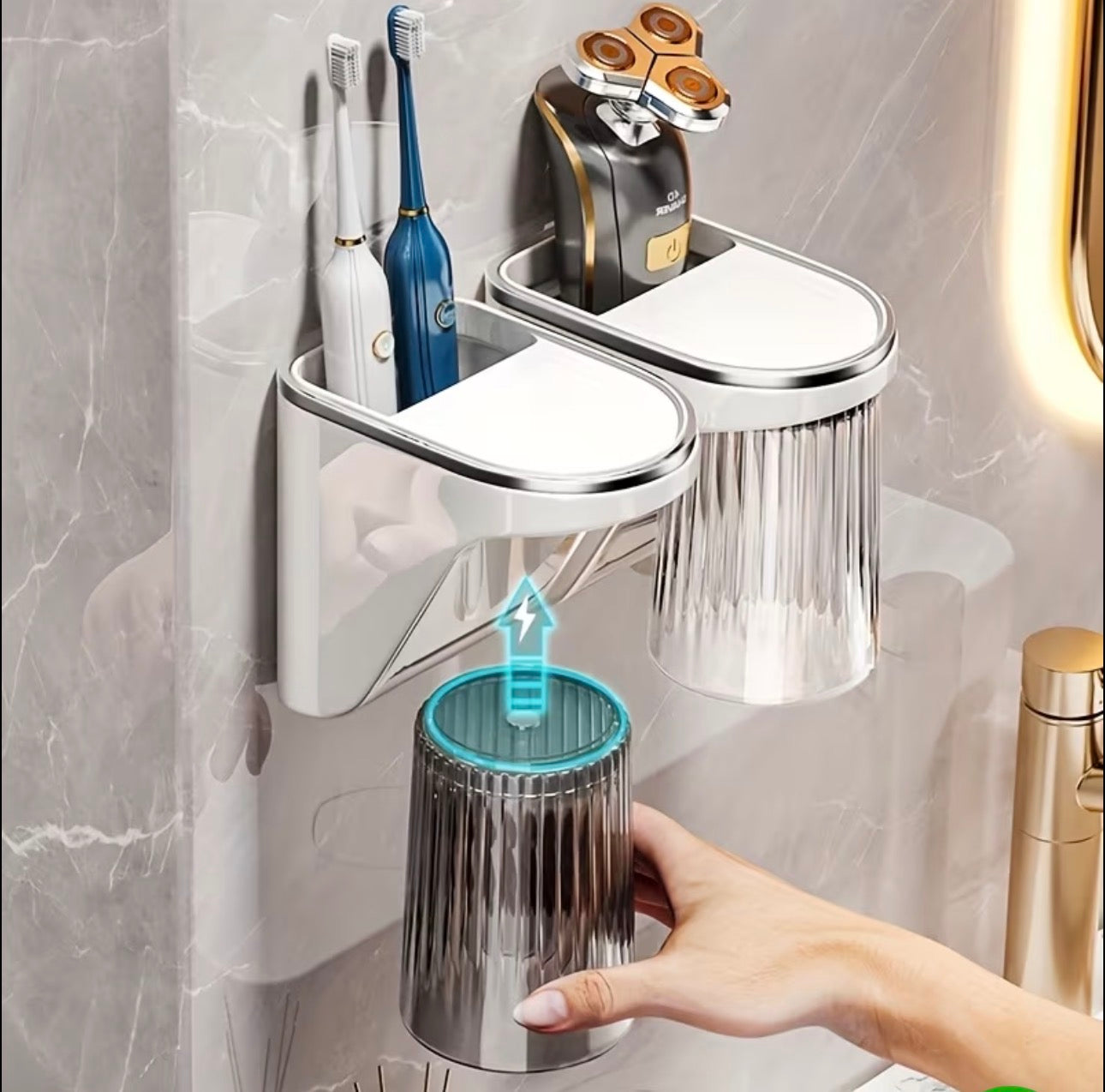 Wall-Mounted Magnetic Toothbrush Holder with cup
