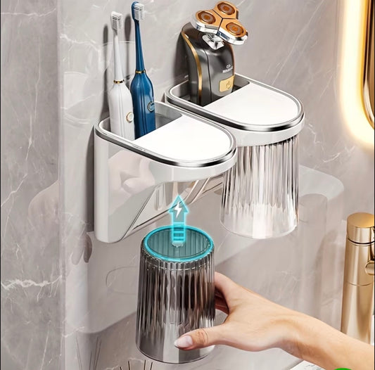 Wall-Mounted Magnetic Toothbrush Holder with cup