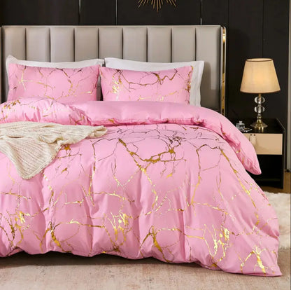 Luxury Gold Marble texture Foil style DUVET COVER Set