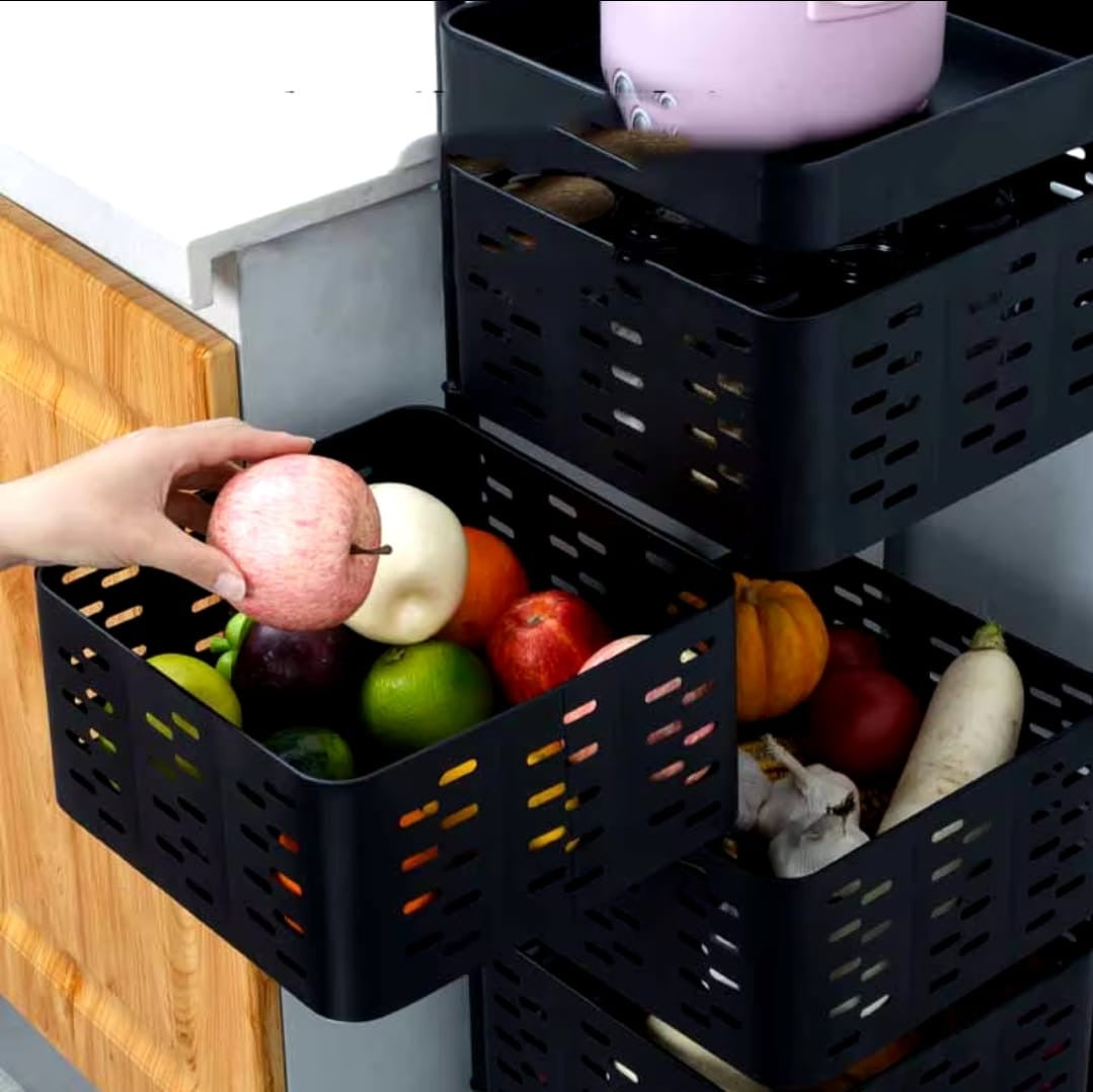 Heavy-duty 5tier Square Multi-layer Basket Storage Rack for Fruits and Vegetable