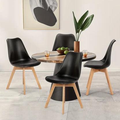 Modern dining chair with beech wood legs