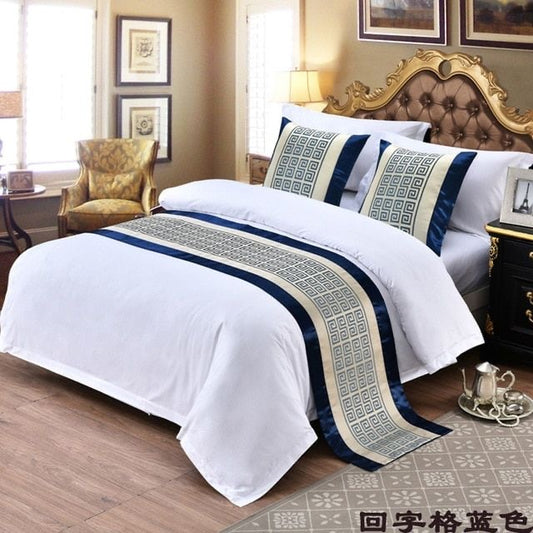 Premium High quality European Style Bed Runner Embroidered  Bedding Bed runner set