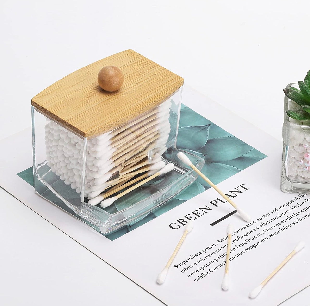 Cotton swab dispenser.