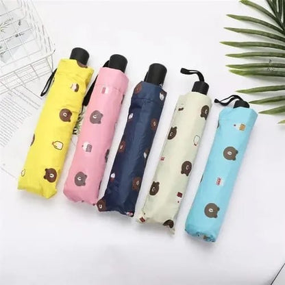 Cute Fully Automatic Black Coating Sunscreen Bear umbrella