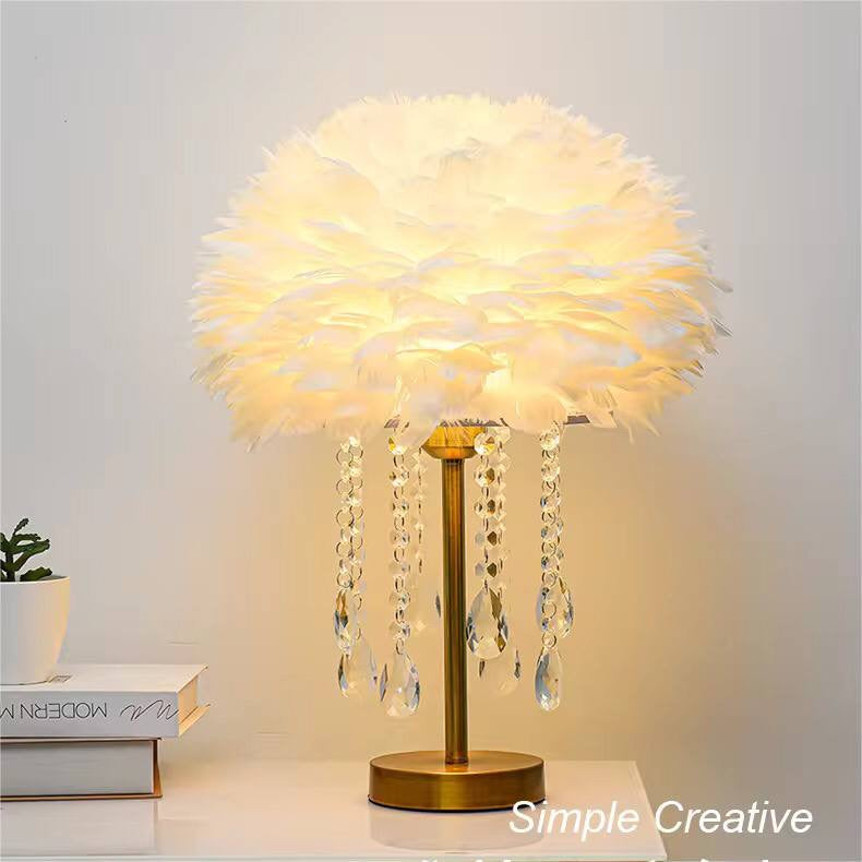 Nordic Feather Crystal Table Lamp