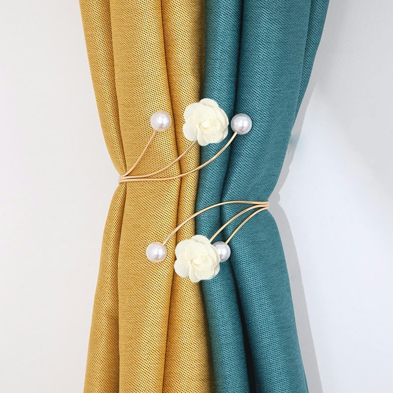 Adjustable Pearl Butterfly Flower Curtain Tiebacks , Elegant Décor