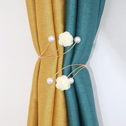 Adjustable Pearl Butterfly Flower Curtain Tiebacks , Elegant Décor