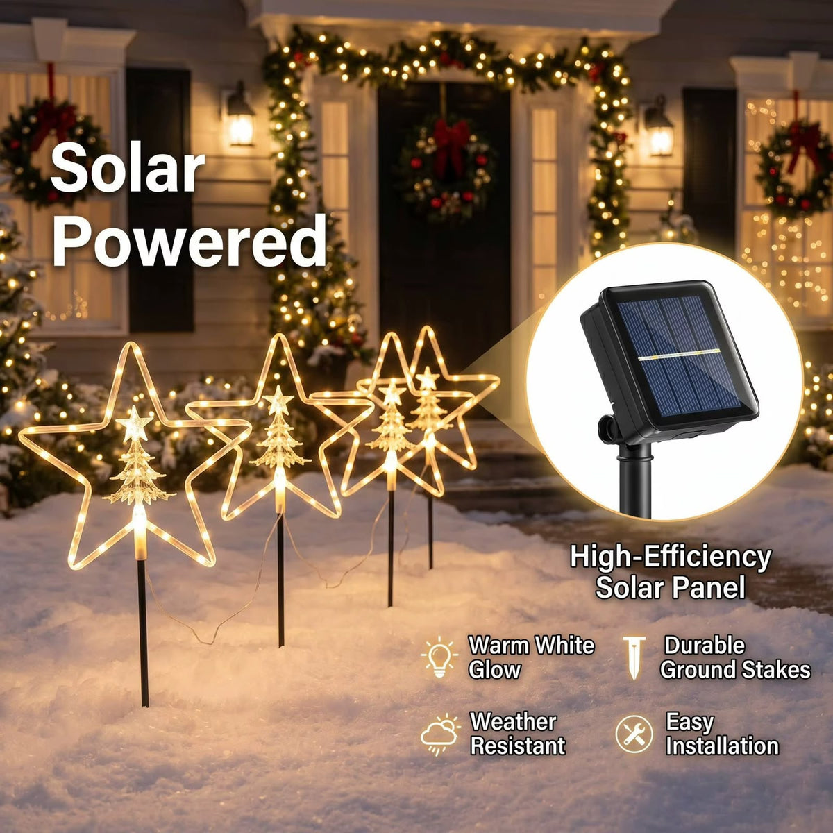 Solar Christmas Garden Pathway Lights 4pcs Set