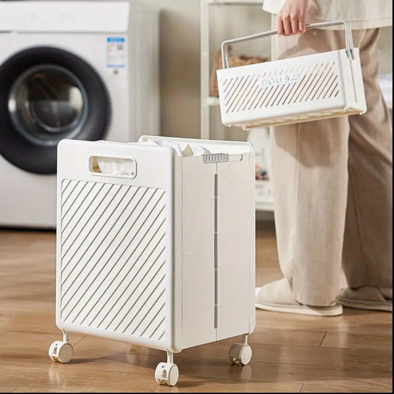 2pcs Foldable laundry Hamper basket with Wheels