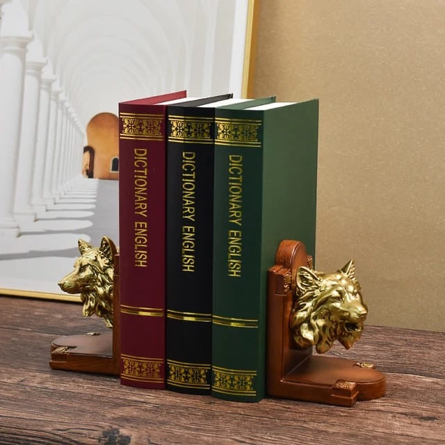 Gold wolf Resin Bookends decorations