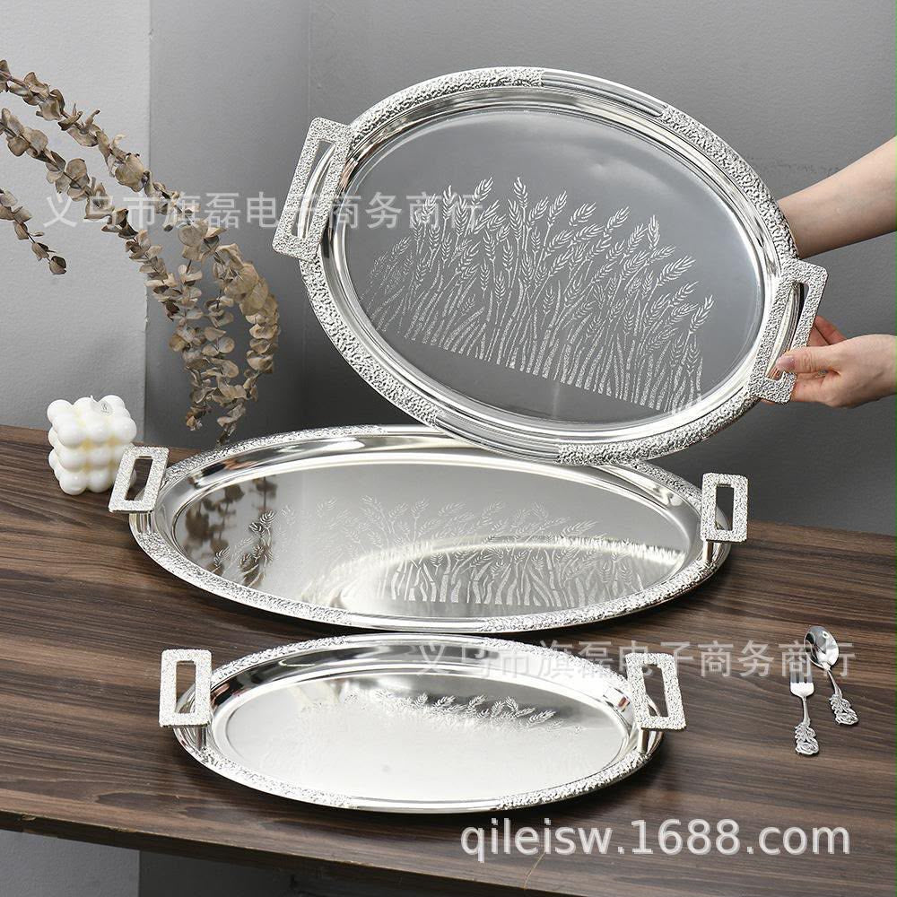 3 pcs rectangular stainless Luxury premium serving trays