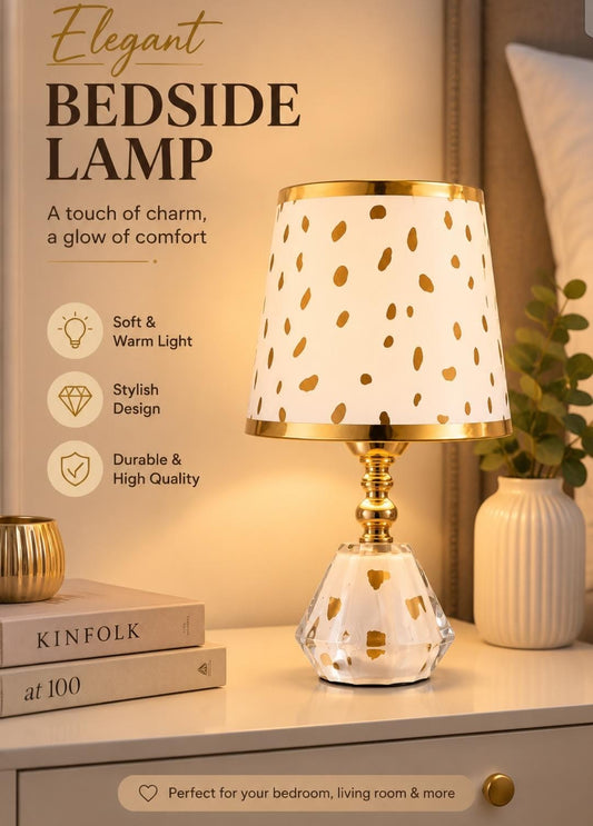 Simple Golden Polka bedside lamp
