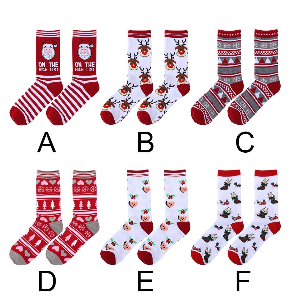 Unisex Cotton Knit Xmas  Socks Christmas Socks Man Woman Lady Santa Stockings Santa Claus