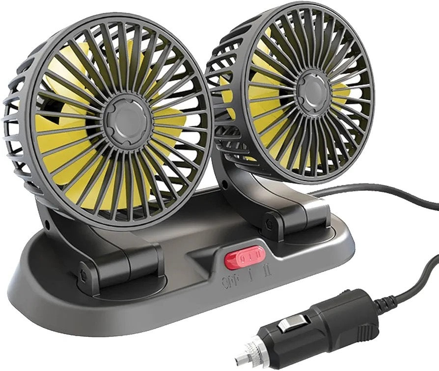 Car dash board/ windshield dual head car fan