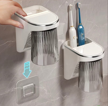 Wall-Mounted Magnetic Toothbrush Holder with cup