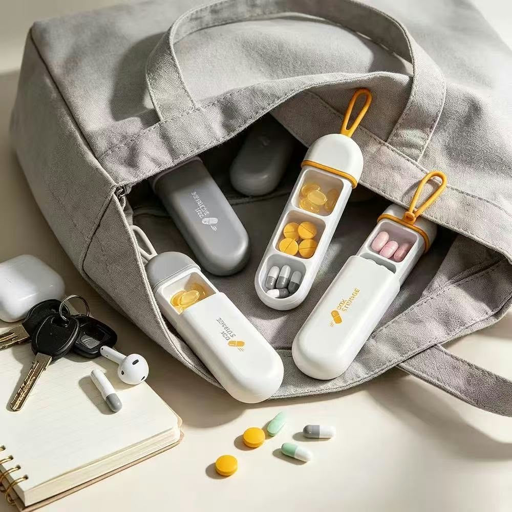 Portable three-grid medicine box carry-on pull-out medicine storage box