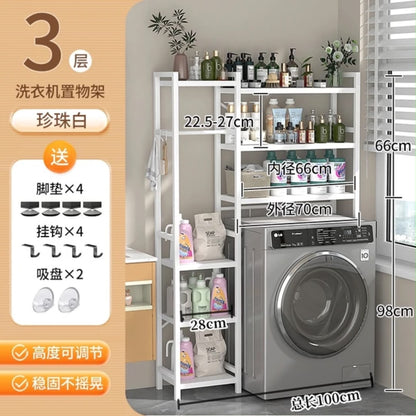 Multifunctional rust free  washing machine Rack with storage shelves