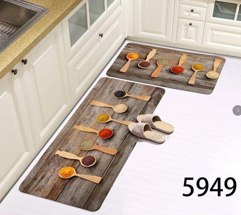 A set of 2 pcs rubber bottom kitchen mats