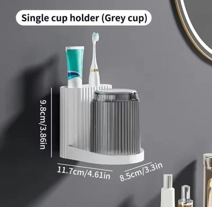 Toothbrush/toothpaste holder with gargle cup