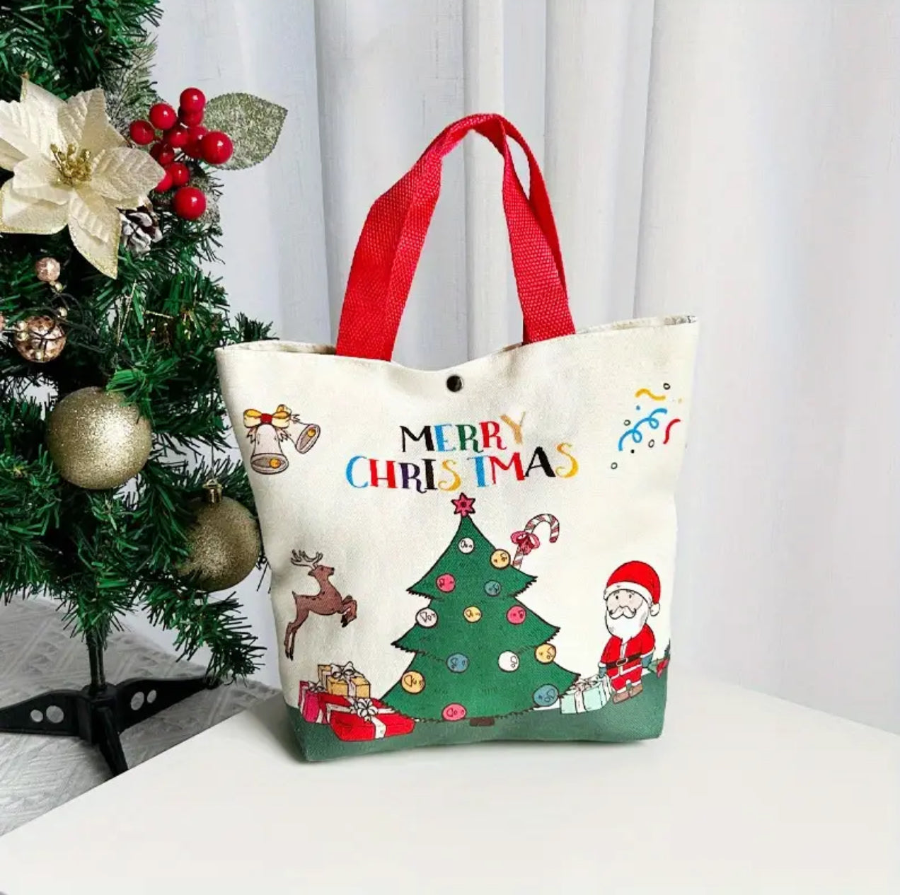 Christmas Canvas Graphics Printed Gift Bag