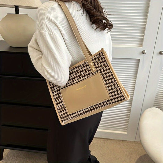 Classic Houndstooth Pattern Square Shoulder  bag