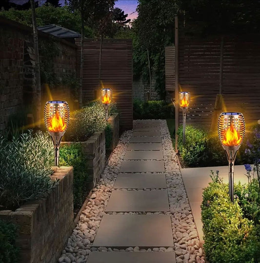 6 pieces LED solar flame decor lamp