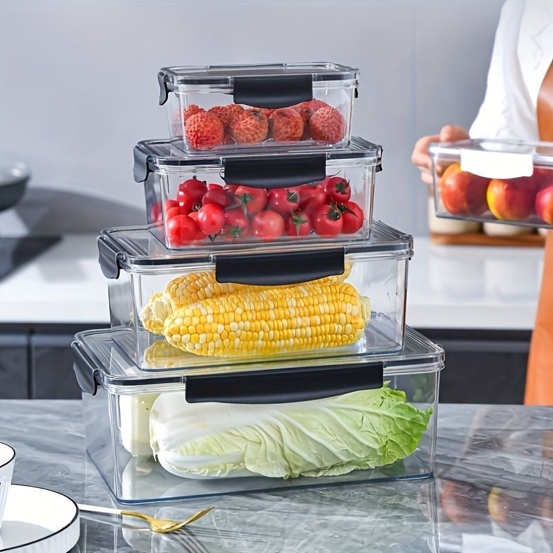 4pcs set Transparent Sealed Refrigerator Large Capacity food containers