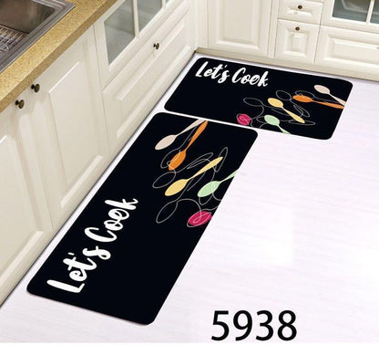 A set of 2 pcs rubber bottom kitchen mats