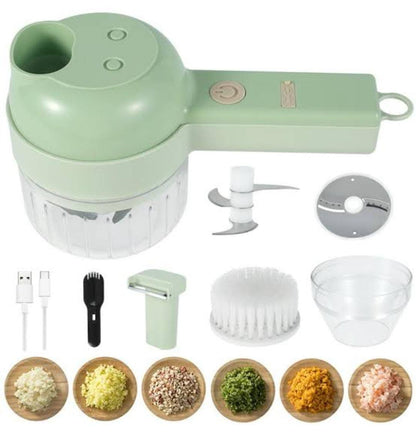 4in1 Handheld Electric vegetable cutter set with brush