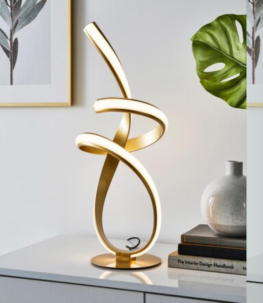 Gold Ribbon LED Table LampGold twisted frame with LED strips