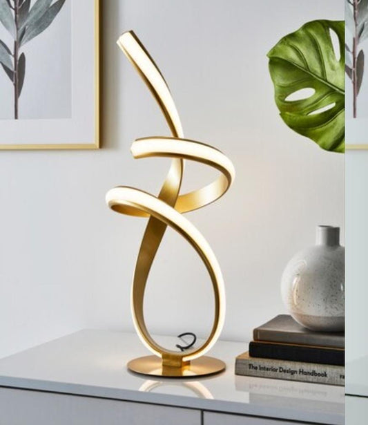 Gold Ribbon LED Table LampGold twisted frame with LED strips