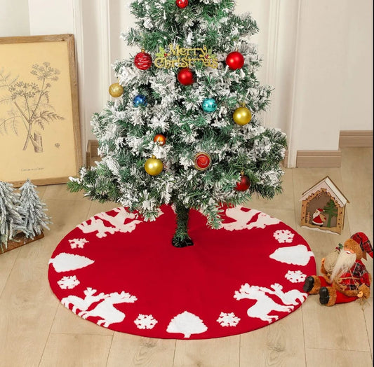 Snowflake Reindeer Christmas tree skirt